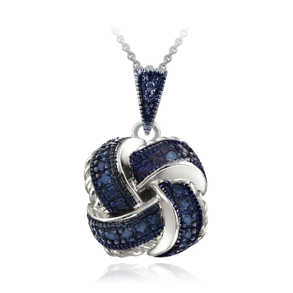 Sterling Silver Blue Diamond Accent Love Knot Pendant