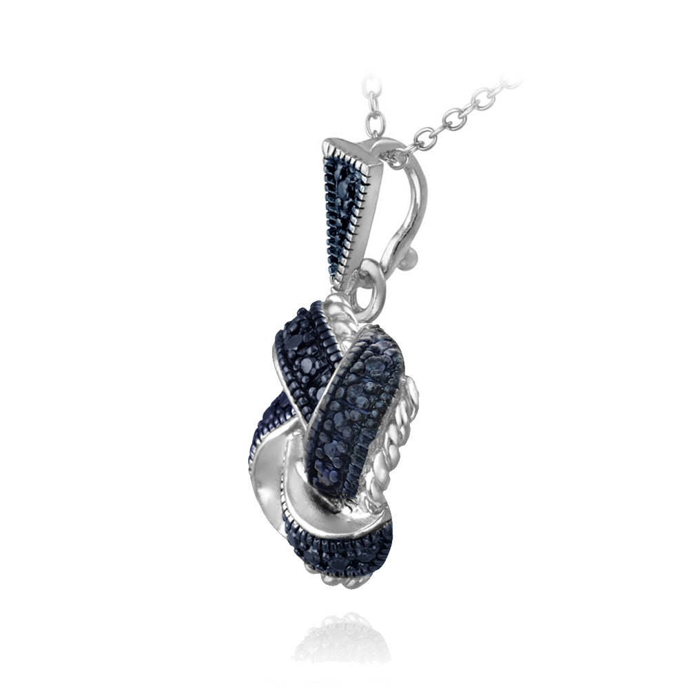 Sterling Silver Blue Diamond Accent Love Knot Pendant-2