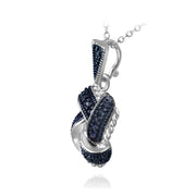 Sterling Silver Blue Diamond Accent Love Knot Pendant