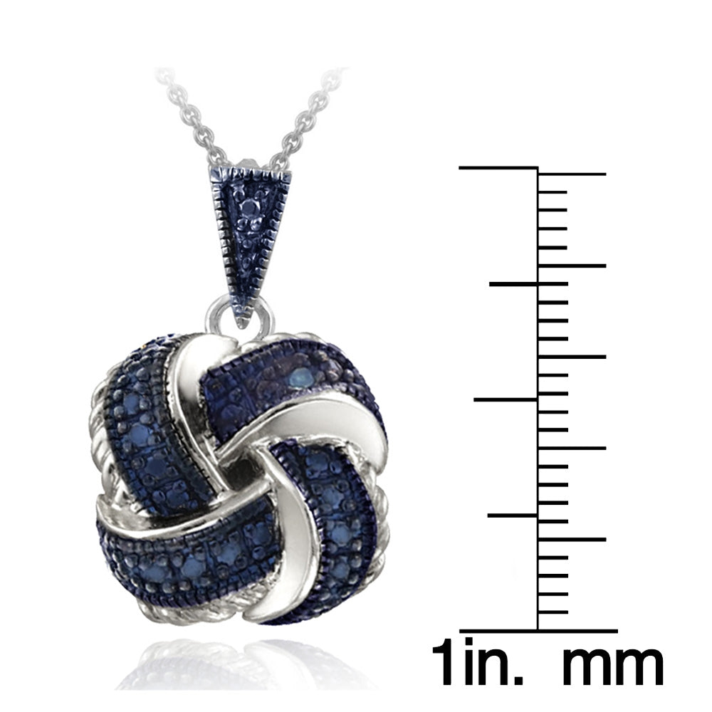 Sterling Silver Blue Diamond Accent Love Knot Pendant-3