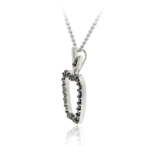 Sterling Silver Black Diamond Accent Apple Slide Pendant-2
