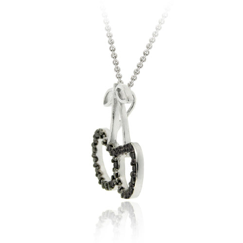 Sterling Silver Black Diamond Accent Cherries Slide Pendant-2