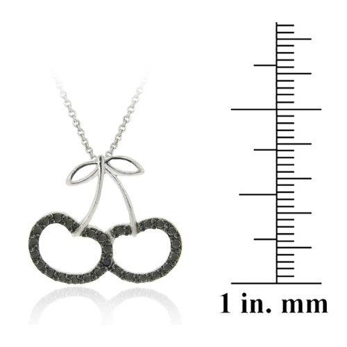 Sterling Silver Black Diamond Accent Cherries Slide Pendant-3