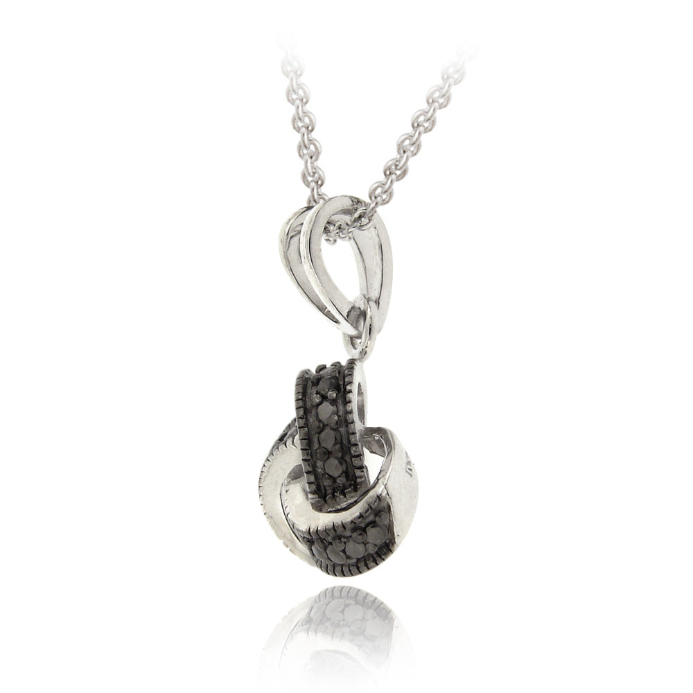 Sterling Silver Black Diamond Accent Love Knot Pendant-2