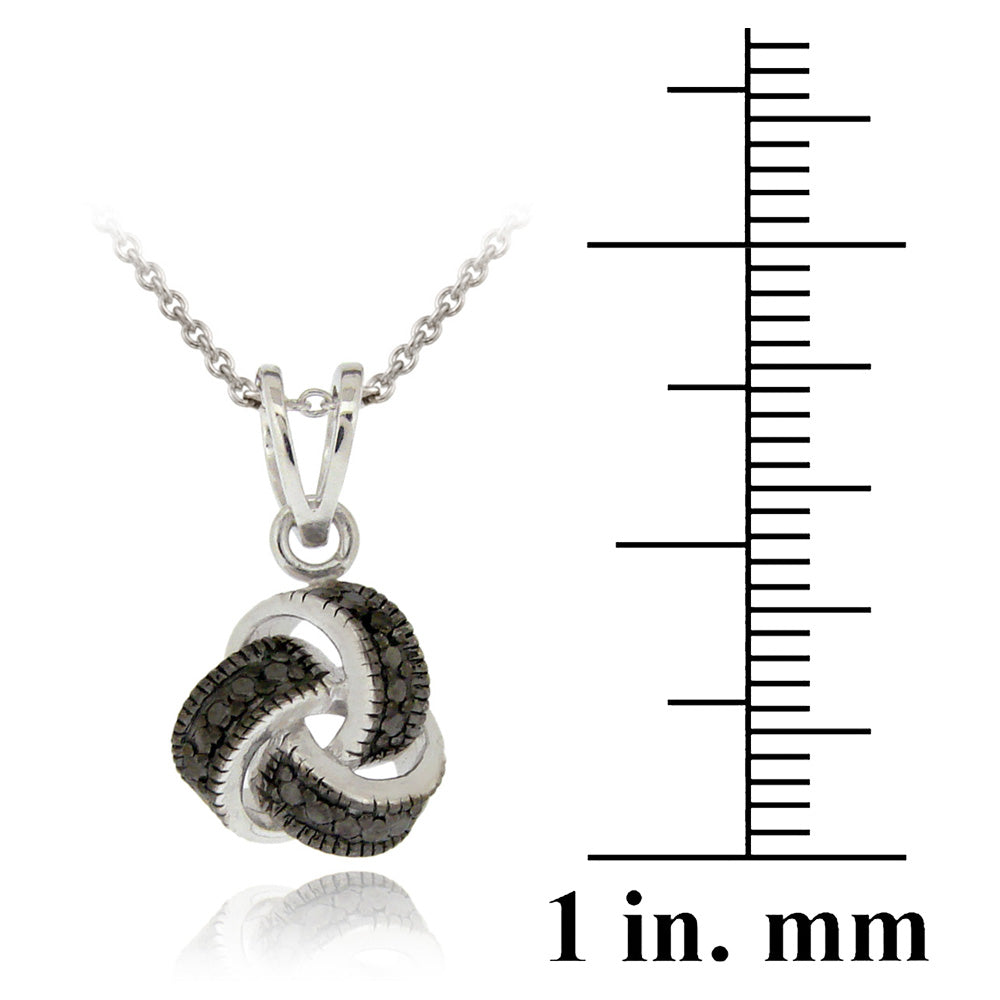 Sterling Silver Black Diamond Accent Love Knot Pendant-3
