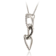 Sterling Silver Black Diamond Accent Triple Heart Pendant
