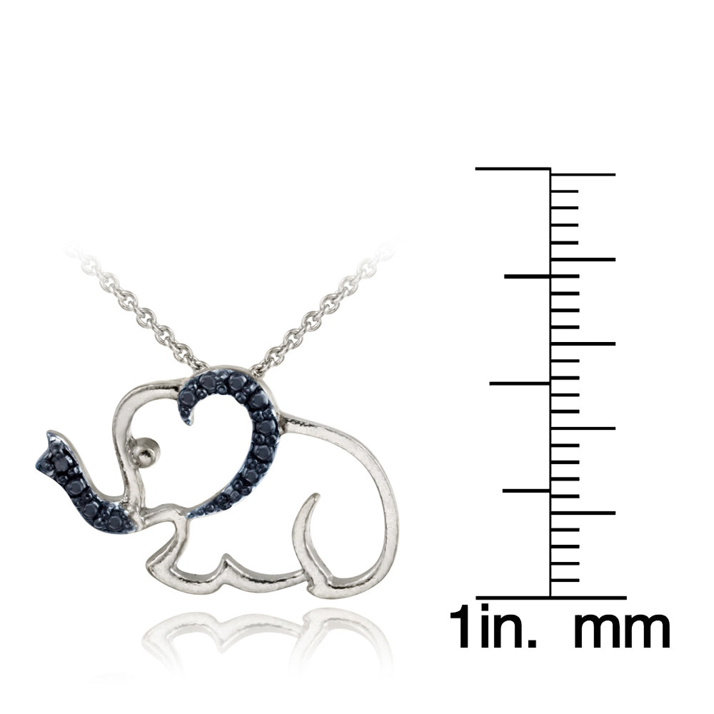 Sterling Silver Blue Diamond Accent Elephant Pendant-3