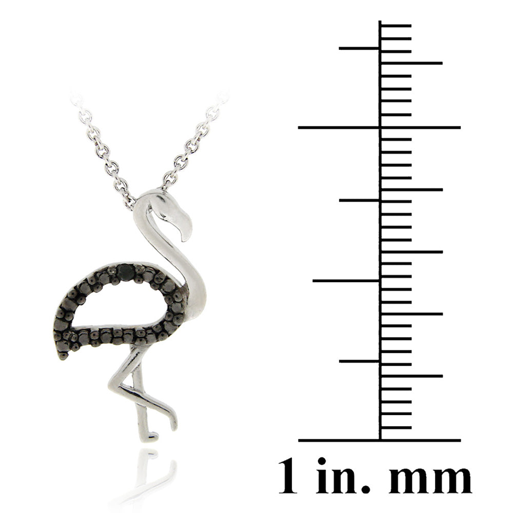 Sterling Silver Black Diamond Accent Swan Pendant-3