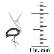 Sterling Silver Black Diamond Accent Swan Pendant