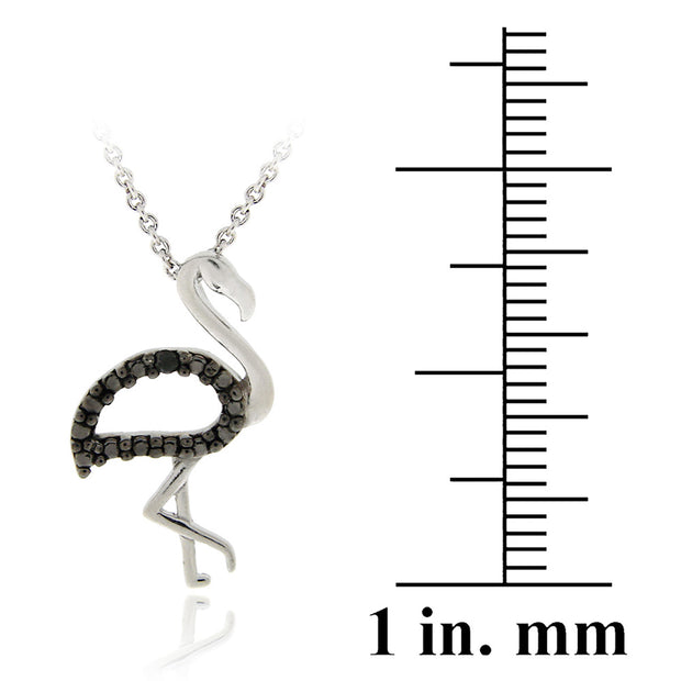 Sterling Silver Black Diamond Accent Swan Pendant