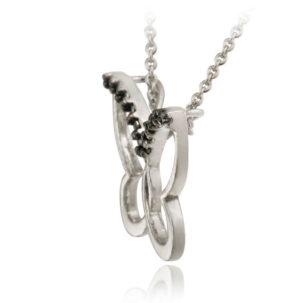 Sterling Silver Black Diamond Accent Butterfly Pendant-2