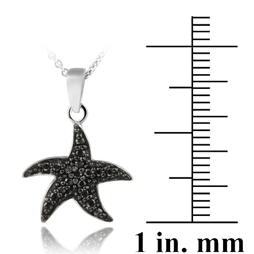 Sterling Silver Black Diamond Accent Starfish Pendant-3
