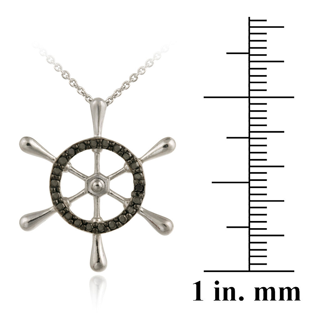 Sterling Silver Black Diamond Accent Anchor Pendant-3