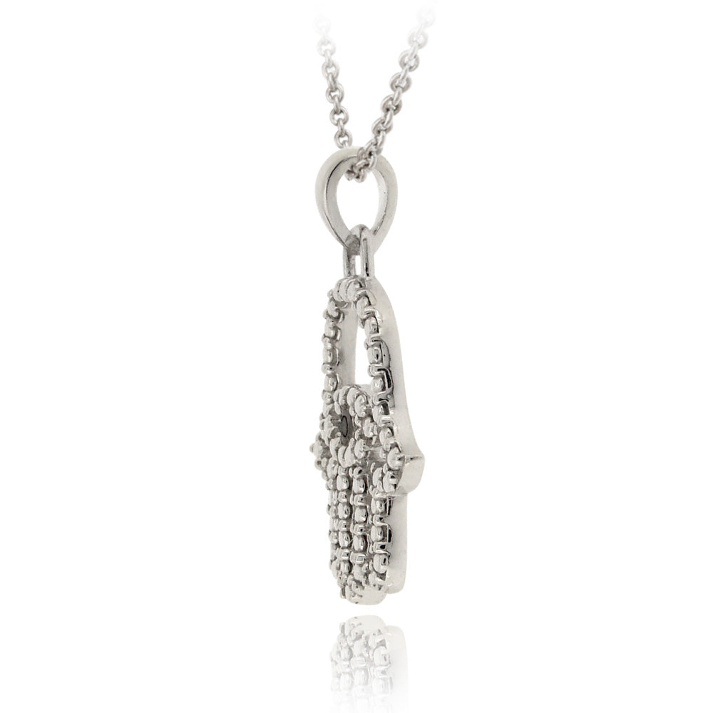 Sterling Silver Black Diamond Accent Hamsa-Evil Eye Pendant-2