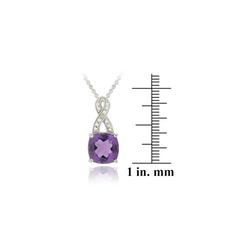 Sterling Silver 4.55ct TGW Amethyst & Diamond Accent Square Twist Pendant-3