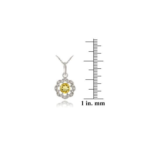 Sterling Silver Citrine & Diamond Accent Flower Pendant-3