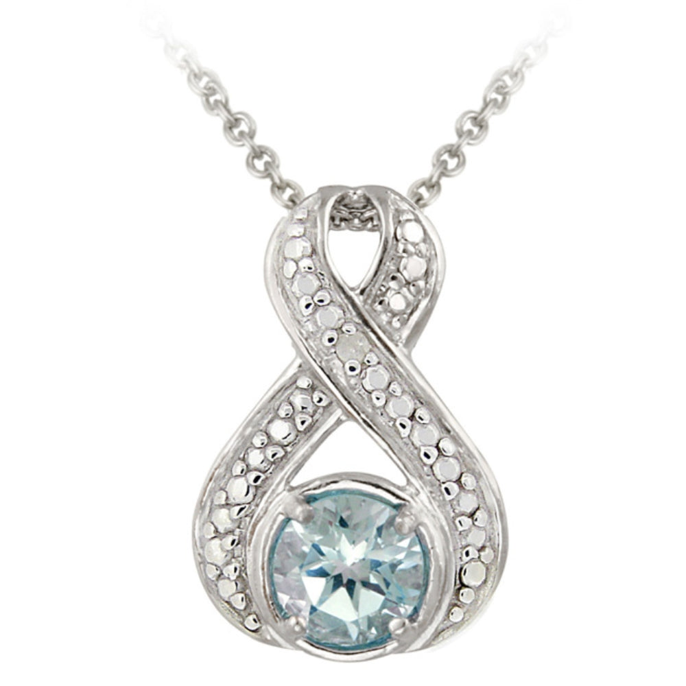 Sterling Silver Blue Topaz & Diamond Accent Twist Pendant