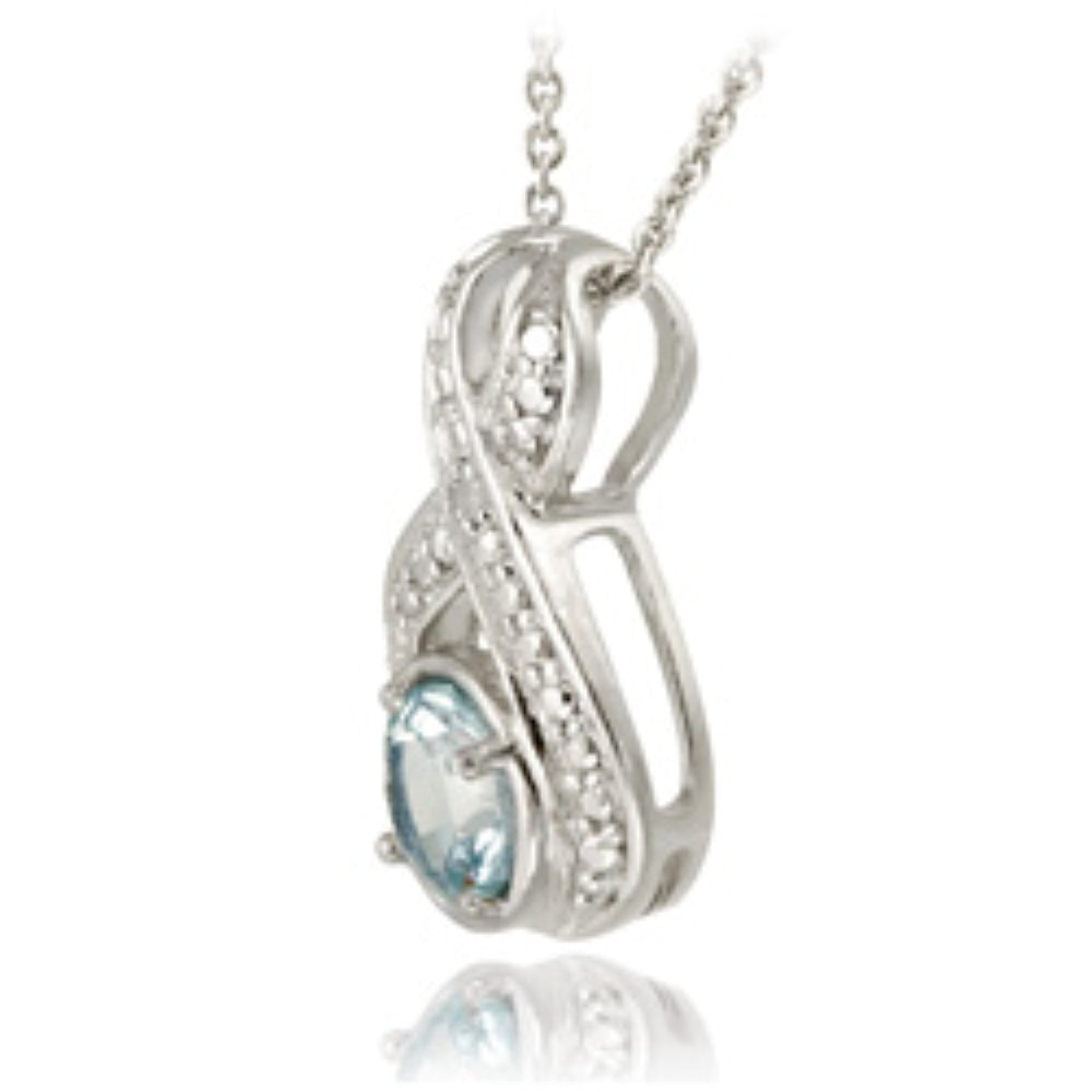 Sterling Silver Blue Topaz & Diamond Accent Twist Pendant-2