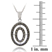 Sterling Silver Marcasite Double Oval Pendant
