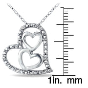 Sterling Silver 1/10 ct Diamond Triple Heart Necklace