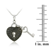 Sterling Silver Black Diamond Accent Heart & Key Necklace, 18"