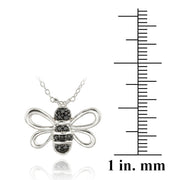 Sterling Silver Black Diamond Accent Bumble Bee Pendant