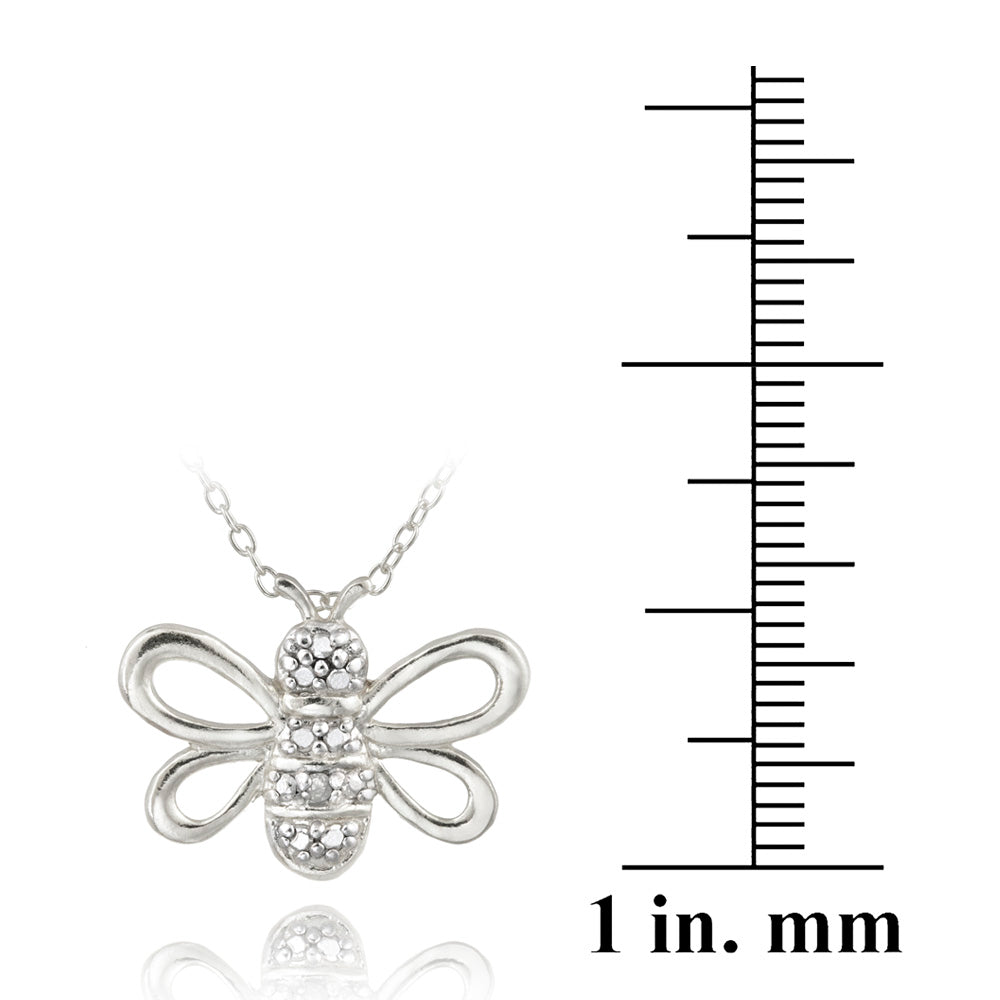 Sterling Silver Diamond Accent Bumble Bee Pendant-3