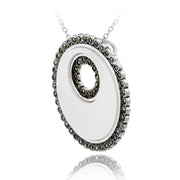 Sterling Silver Mother of Pearl & Marcasite Disc Pendant