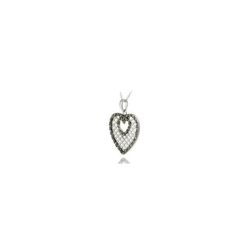 Sterling Silver Marcasite Grid Heart Pendant-6