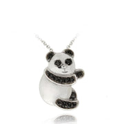 Sterling Silver Black Diamond Accent Panda Bear Pendant