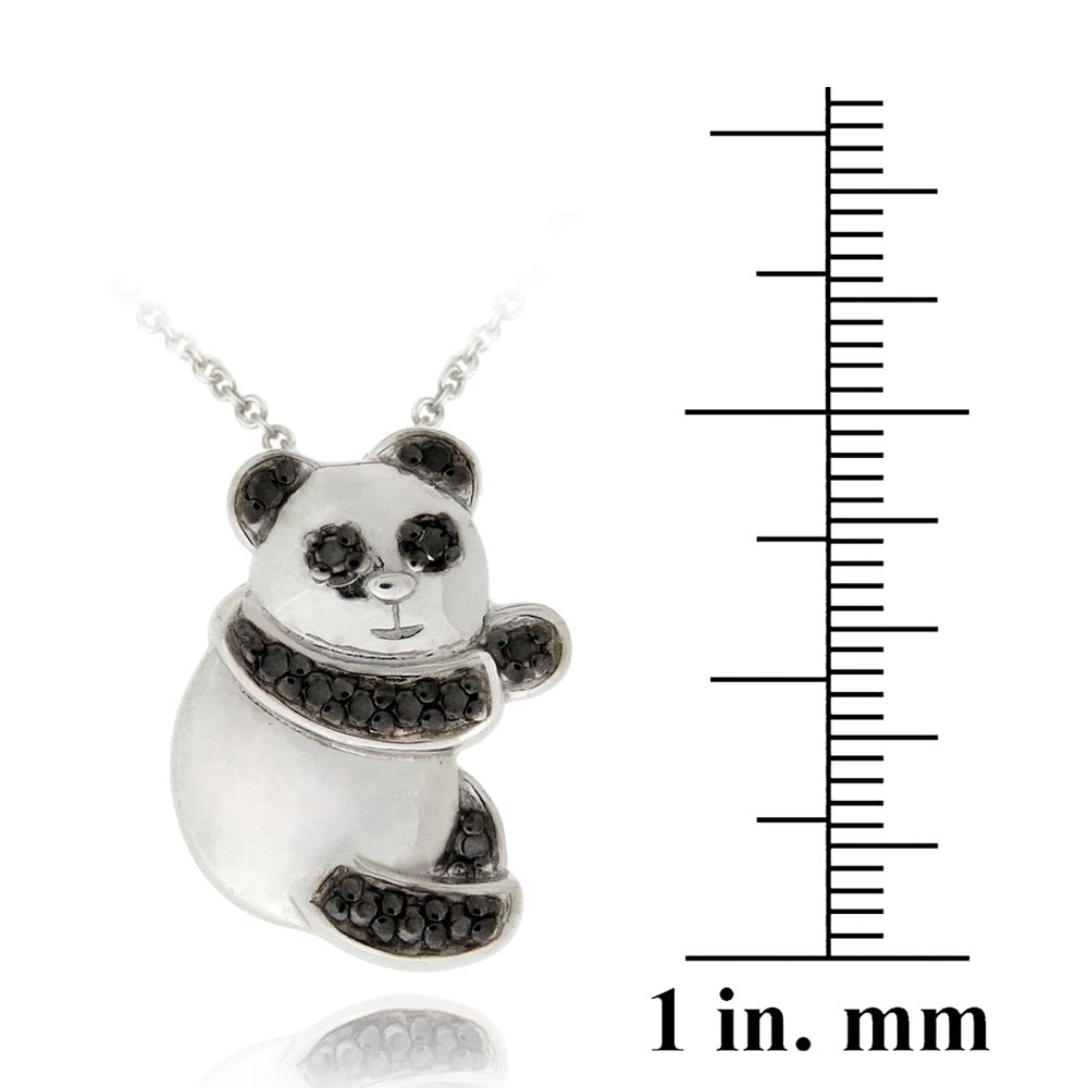 Sterling Silver Black Diamond Accent Panda Bear Pendant-3