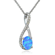 Sterling Silver Blue Opal & Diamond Accent Twist Necklace