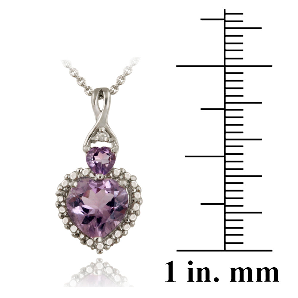 Sterling Silver Amethyst & Diamond Accent Heart Pendant-3