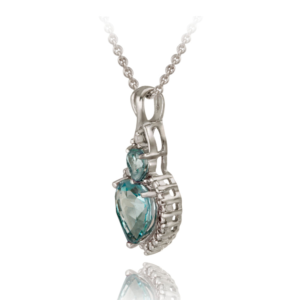 Sterling Silver Blue Topaz & Diamond Accent Heart Pendant-3