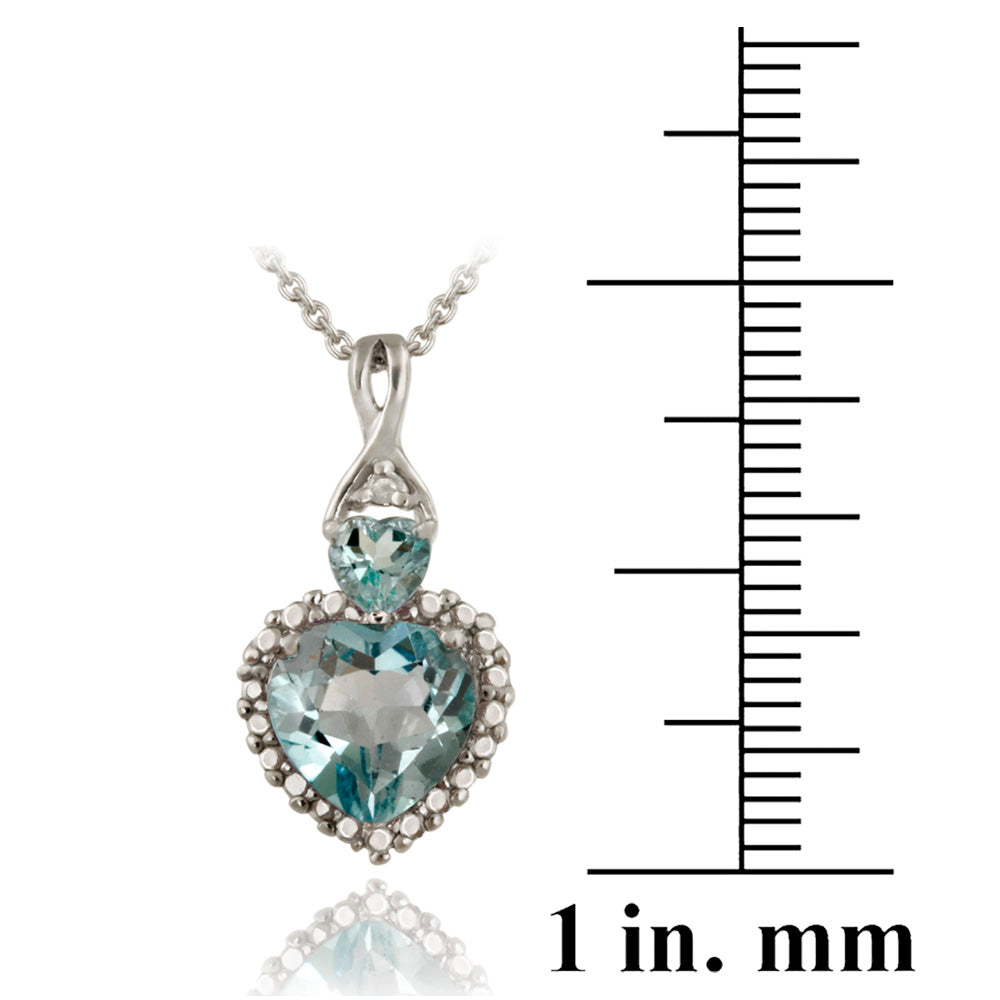 Sterling Silver Blue Topaz & Diamond Accent Heart Pendant-4