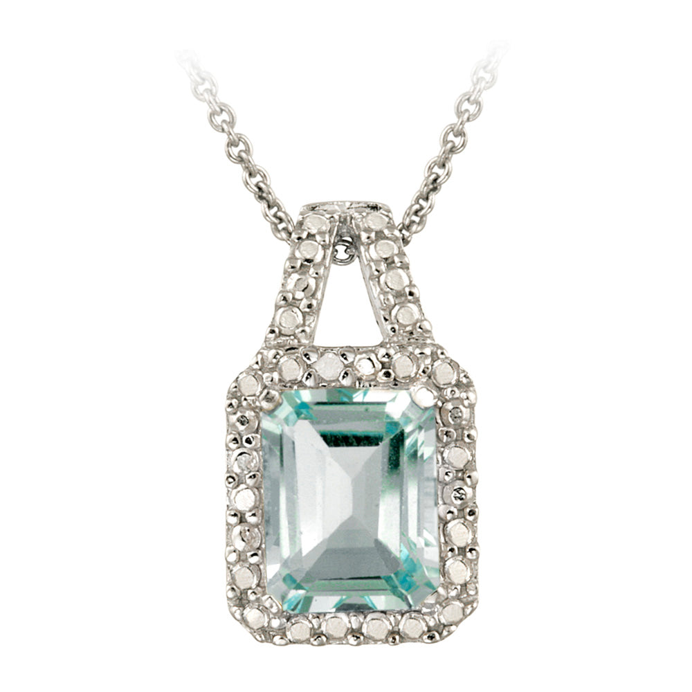 Sterling Silver 3.4ct Blue Topaz and Diamond Accent Necklace