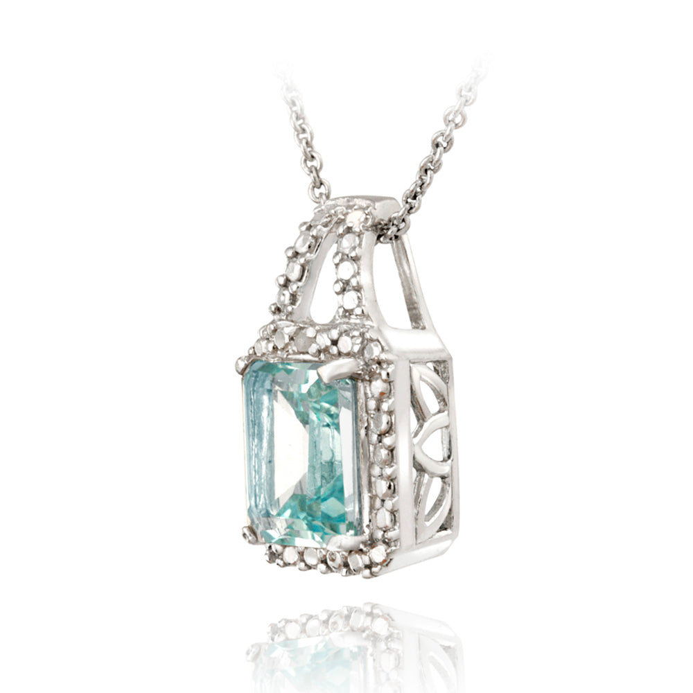 Sterling Silver 3.4ct Blue Topaz and Diamond Accent Necklace-2