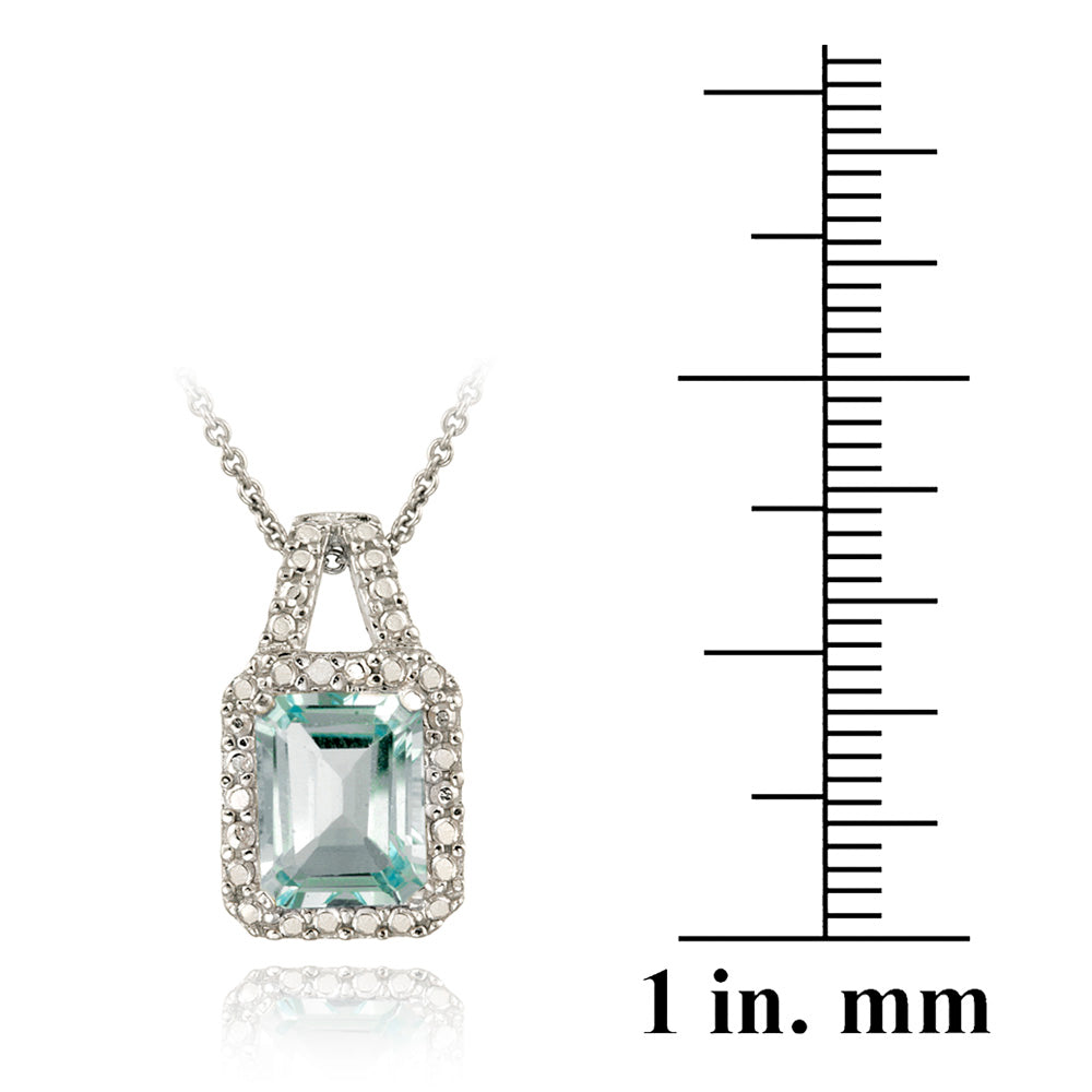 Sterling Silver 3.4ct Blue Topaz and Diamond Accent Necklace-3