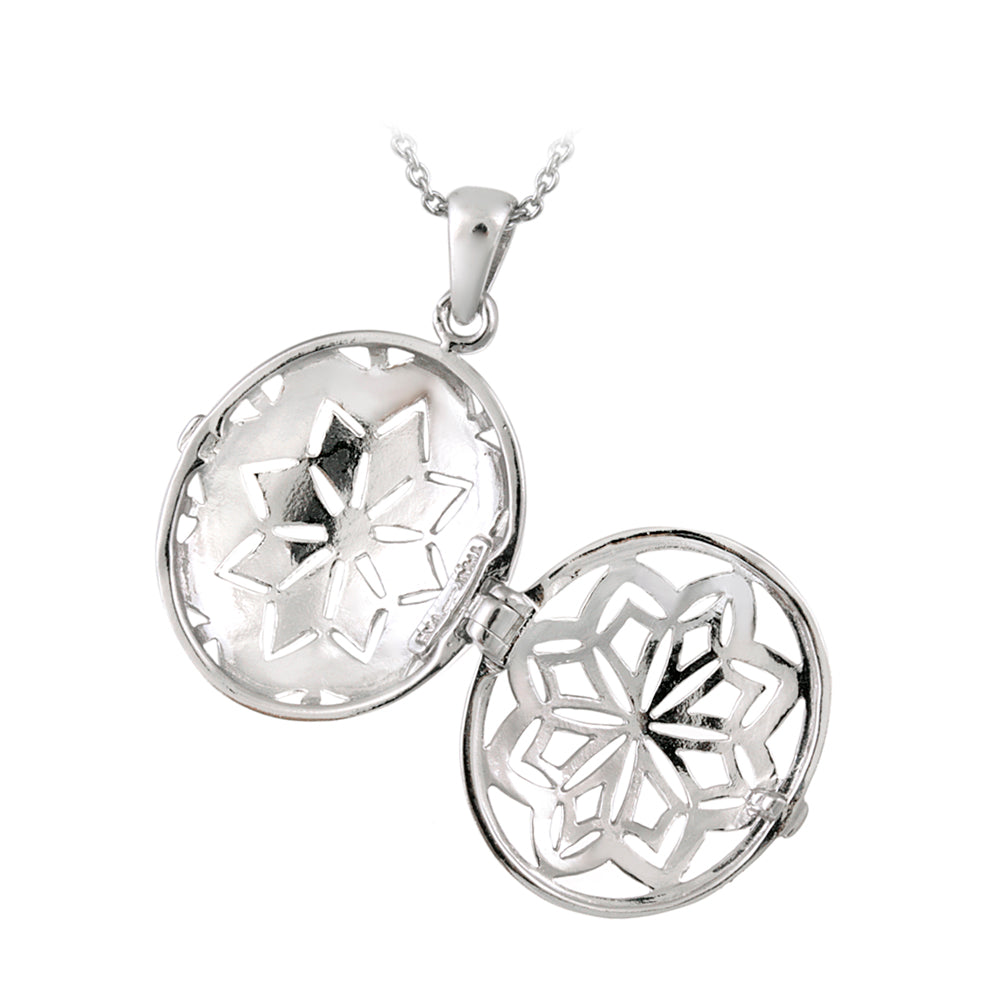Sterling Silver Black Diamond Accent Filigree Oval Locket Necklace-4