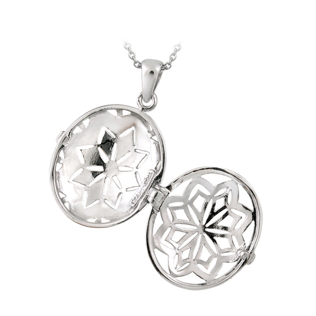 Sterling Silver Black Diamond Accent Filigree Oval Locket Necklace