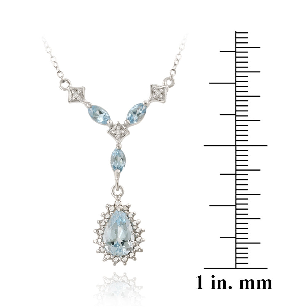 Sterling Silver 2ct Blue Topaz Diamond Accent Teardrop Necklace-4