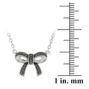 Sterling Silver Black Diamond Accent Bow Necklace