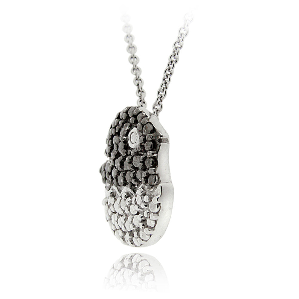 Sterling Silver Black Diamond Accent Baby Bird Necklace-2