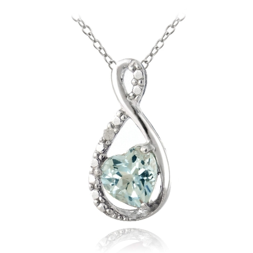Sterling Silver Blue Topaz & Diamond Accent Infinity Heart Necklace