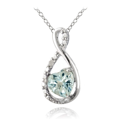 Sterling Silver Blue Topaz & Diamond Accent Infinity Heart Necklace-2