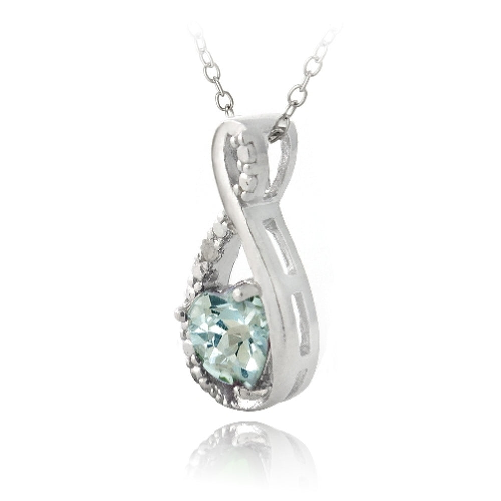 Sterling Silver Blue Topaz & Diamond Accent Infinity Heart Necklace-3