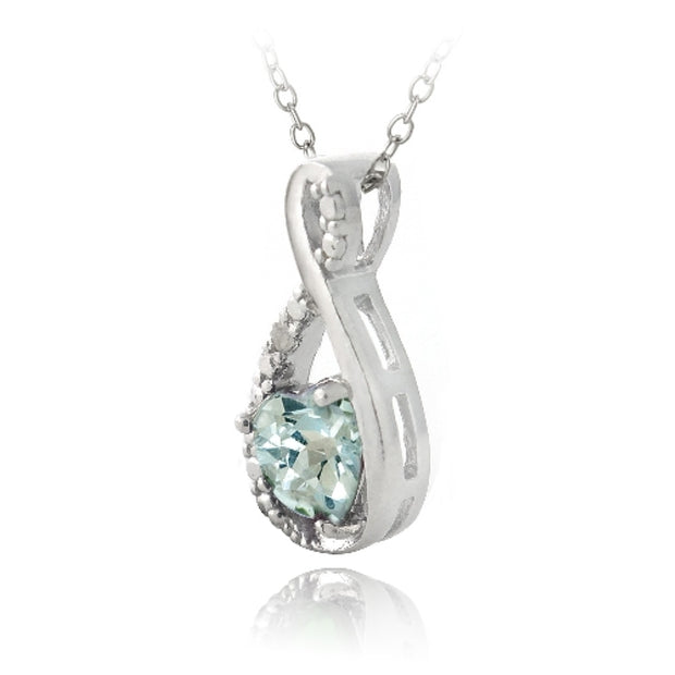 Sterling Silver Blue Topaz & Diamond Accent Infinity Heart Necklace