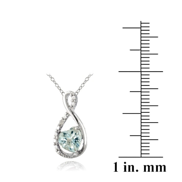 Sterling Silver Blue Topaz & Diamond Accent Infinity Heart Necklace