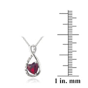 Sterling Silver Created Ruby & Diamond Accent Infinity Heart Necklace