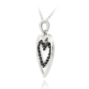 Sterling Silver .10ct Black Diamond Double Hearts Necklace